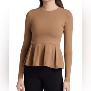 Susana Monaco Long Sleeve Crew Peplum Top